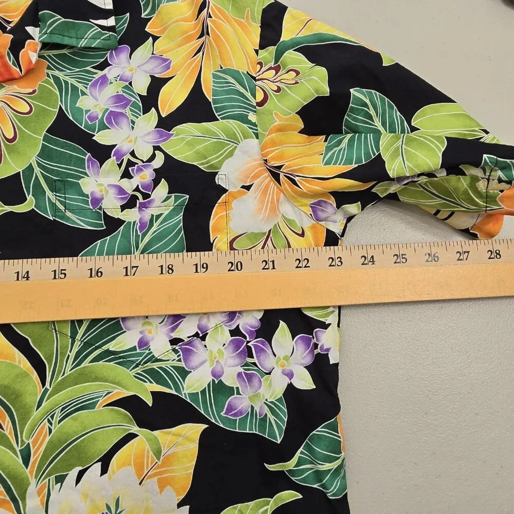 Pacific Legend Shirt Hawaiian Tropical Flowers Leaf Men's L Vintage